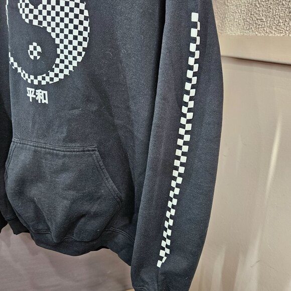 Rebels & Nomads Hoodie Sweatshirt M Black Checker Flag Ying Yang Peace Japanese - Picture 4 of 10